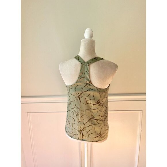 Mossimo Green Floral Print Racerback Tank XS - Picture 4 of 5